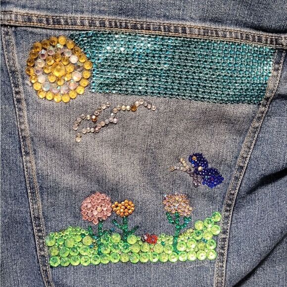 🛒GIRLS BLUE JEAN JACKET UPCYCLED - Picture 3 of 4